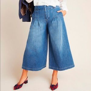 Pilcro pleated wide leg cropped jeans